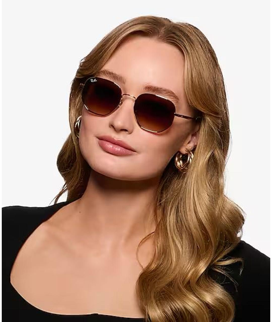 RAY BAN Коричневые пластиковые солнцезащитные очки, фото 7
