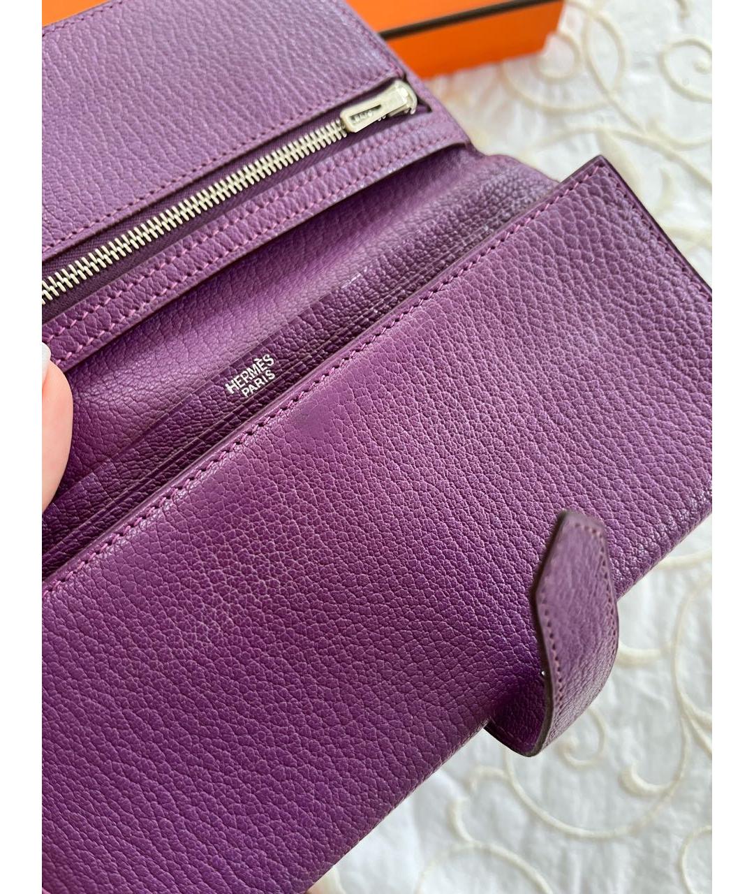 HERMES PRE-OWNED Фиолетовый кожаный кошелек, фото 7
