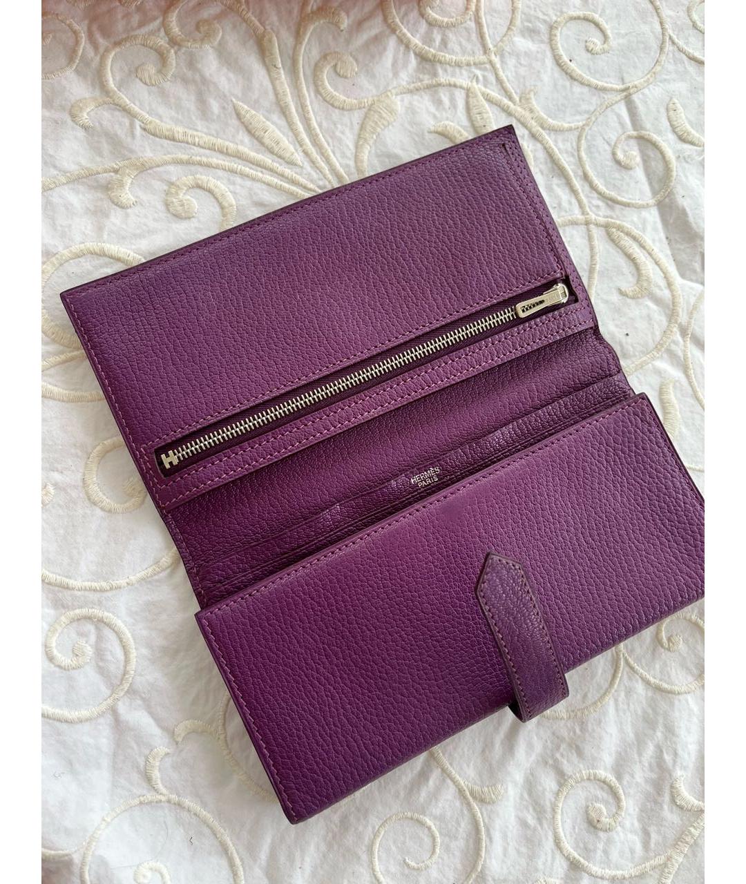 HERMES PRE-OWNED Фиолетовый кожаный кошелек, фото 3