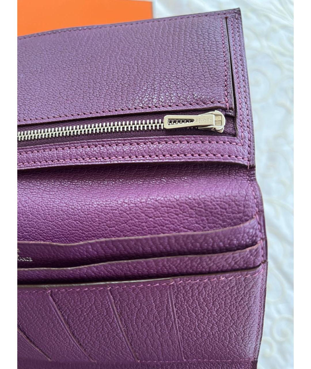 HERMES PRE-OWNED Фиолетовый кожаный кошелек, фото 8