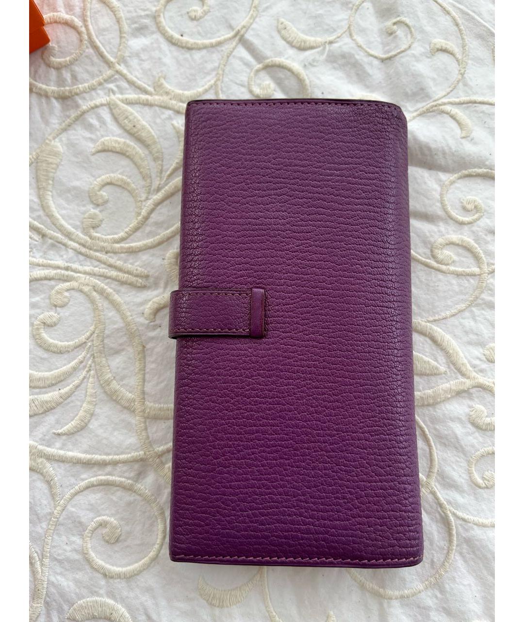 HERMES PRE-OWNED Фиолетовый кожаный кошелек, фото 2