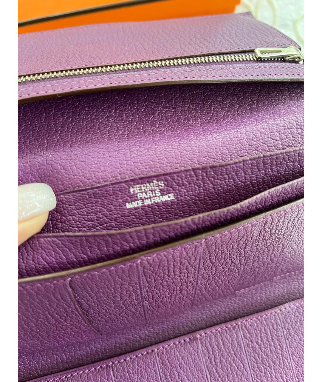 HERMES PRE-OWNED Фиолетовый кожаный кошелек, фото 5