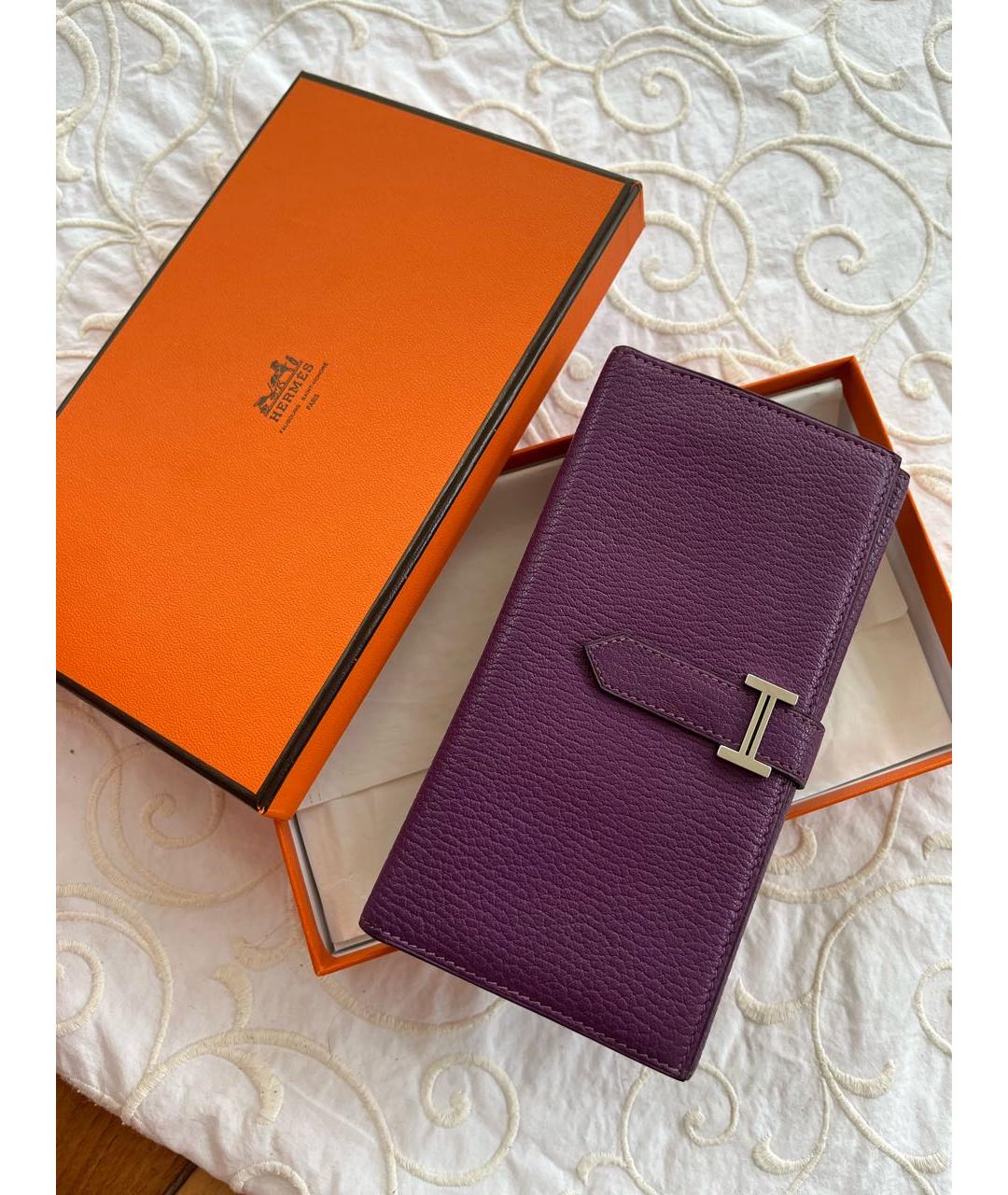 HERMES PRE-OWNED Фиолетовый кожаный кошелек, фото 6