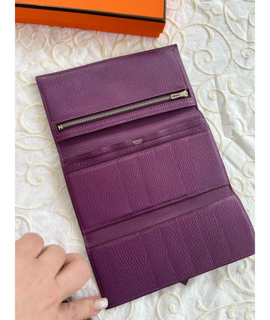 HERMES PRE-OWNED Фиолетовый кожаный кошелек, фото 4