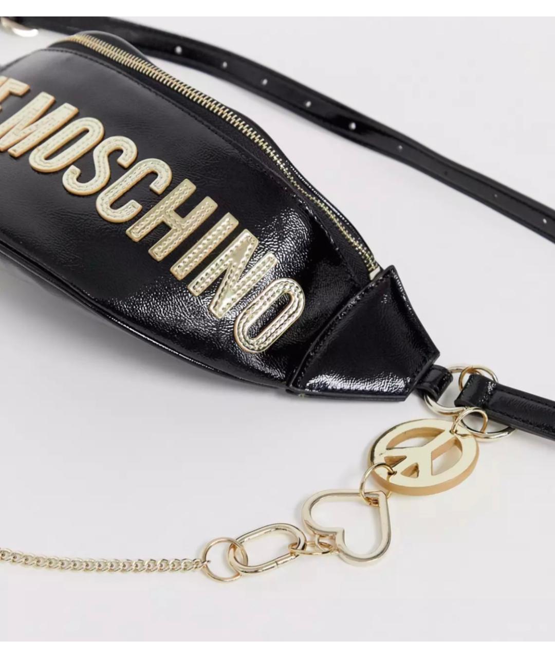 LOVE MOSCHINO Черная поясная сумка из искусственной кожи, фото 6