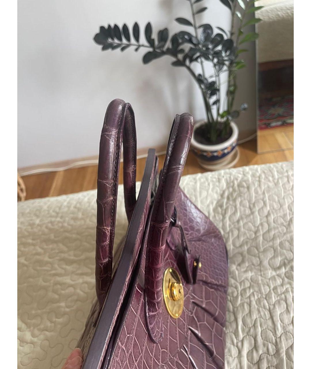 RALPH LAUREN Фиолетовая сумка с короткими ручками из экзотической кожи, фото 4