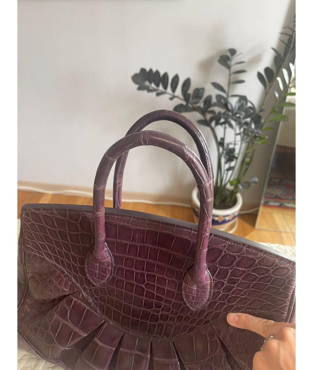 RALPH LAUREN Фиолетовая сумка с короткими ручками из экзотической кожи, фото 2