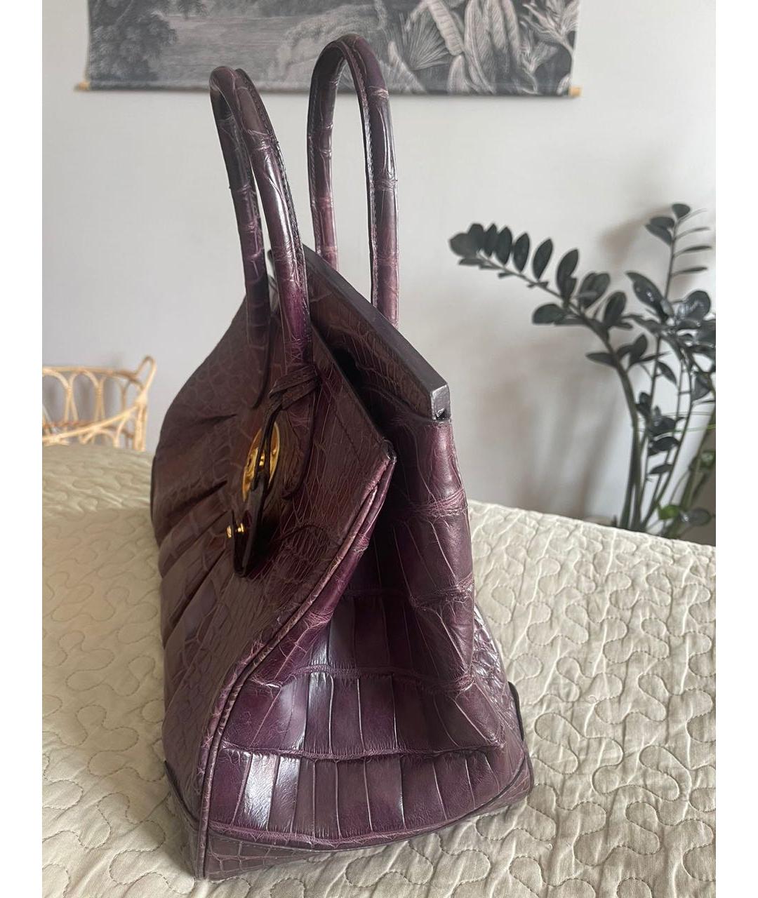 RALPH LAUREN Фиолетовая сумка с короткими ручками из экзотической кожи, фото 3