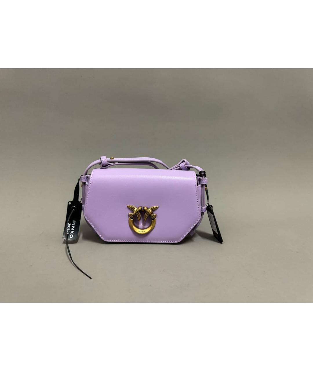 PINKO Фиолетовая кожаная сумка через плечо, фото 8