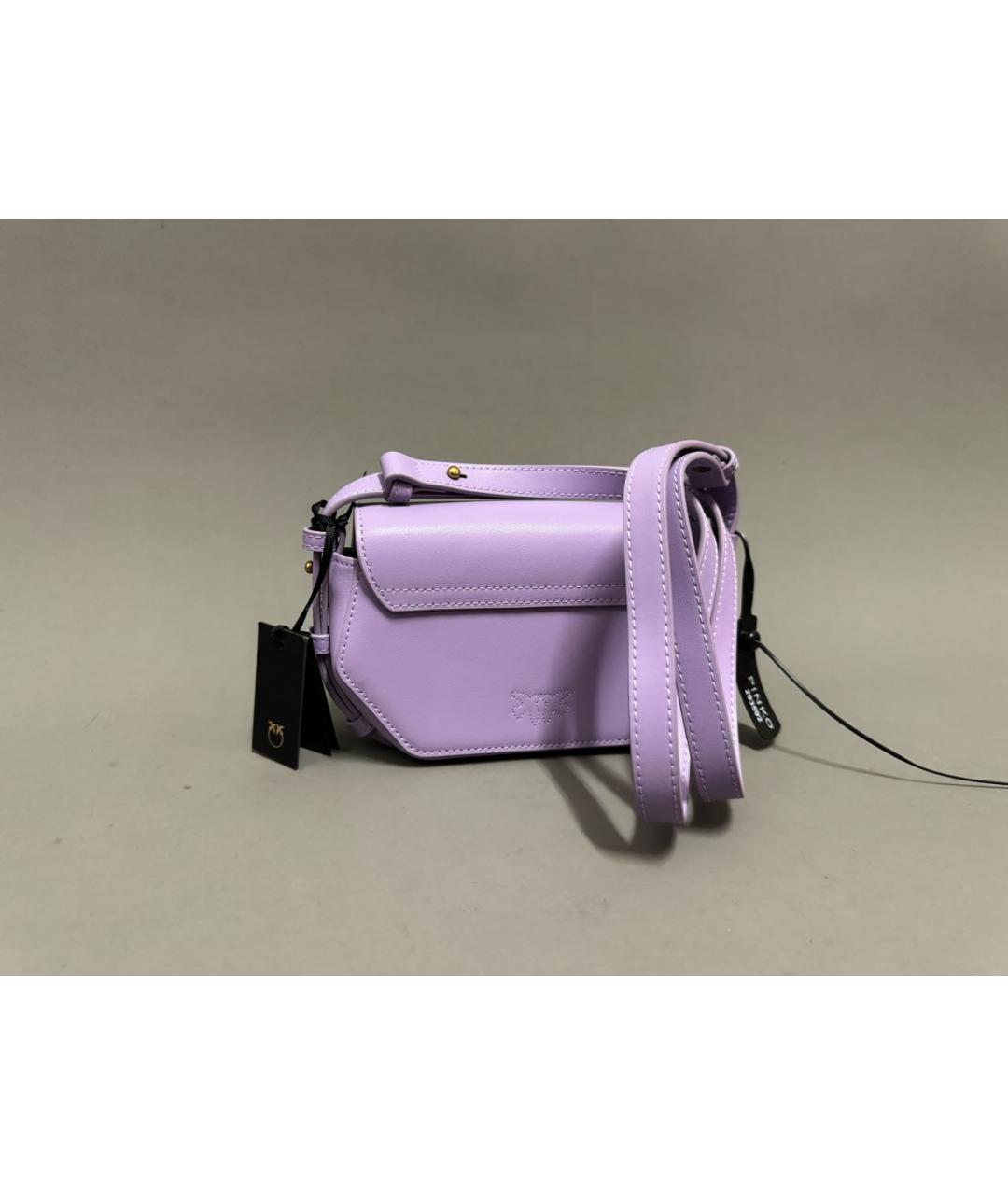PINKO Фиолетовая кожаная сумка через плечо, фото 3