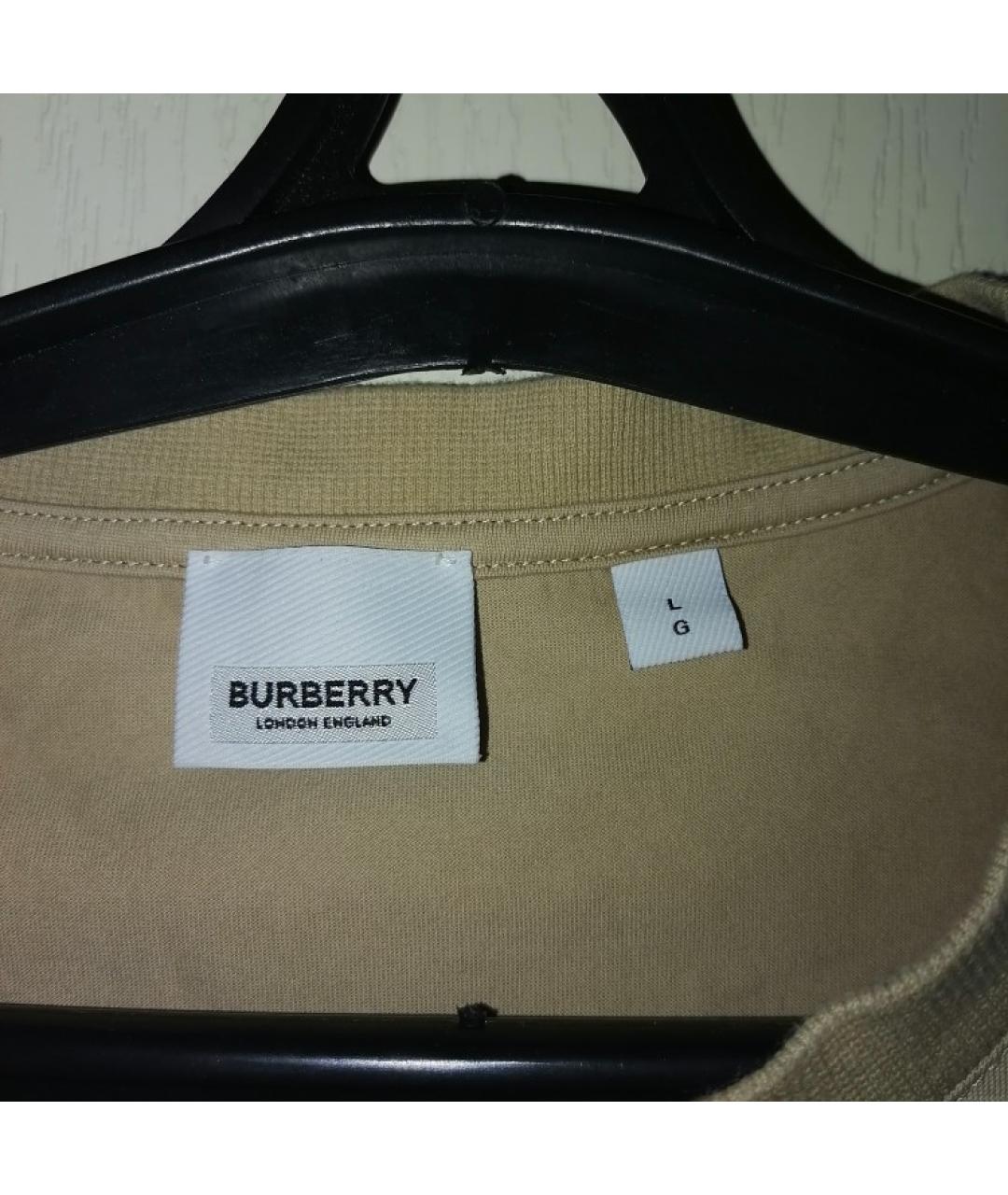 BURBERRY Бежевая хлопковая футболка, фото 4