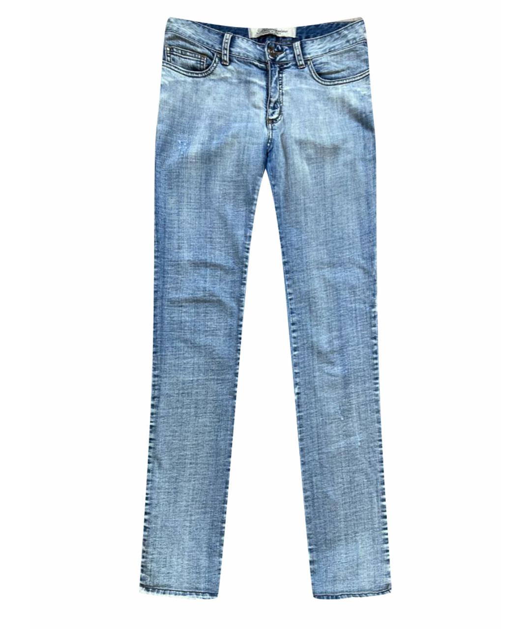 BLUMARINE Голубые хлопко-эластановые джинсы слим, фото 1