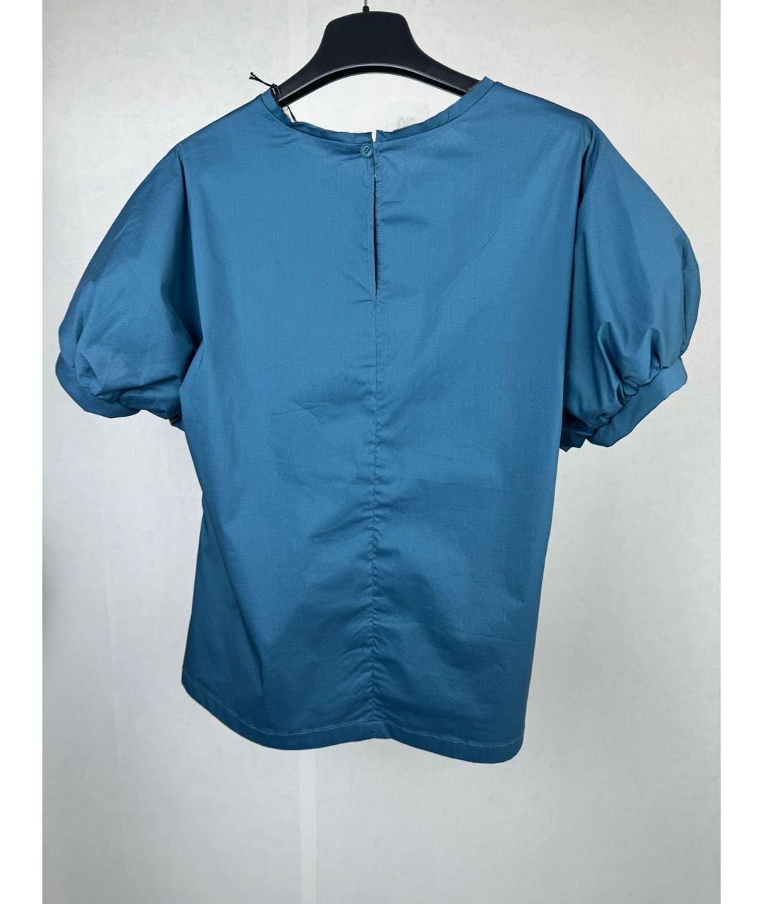 LIVIANA CONTI Синяя хлопко-эластановая блузы, фото 2