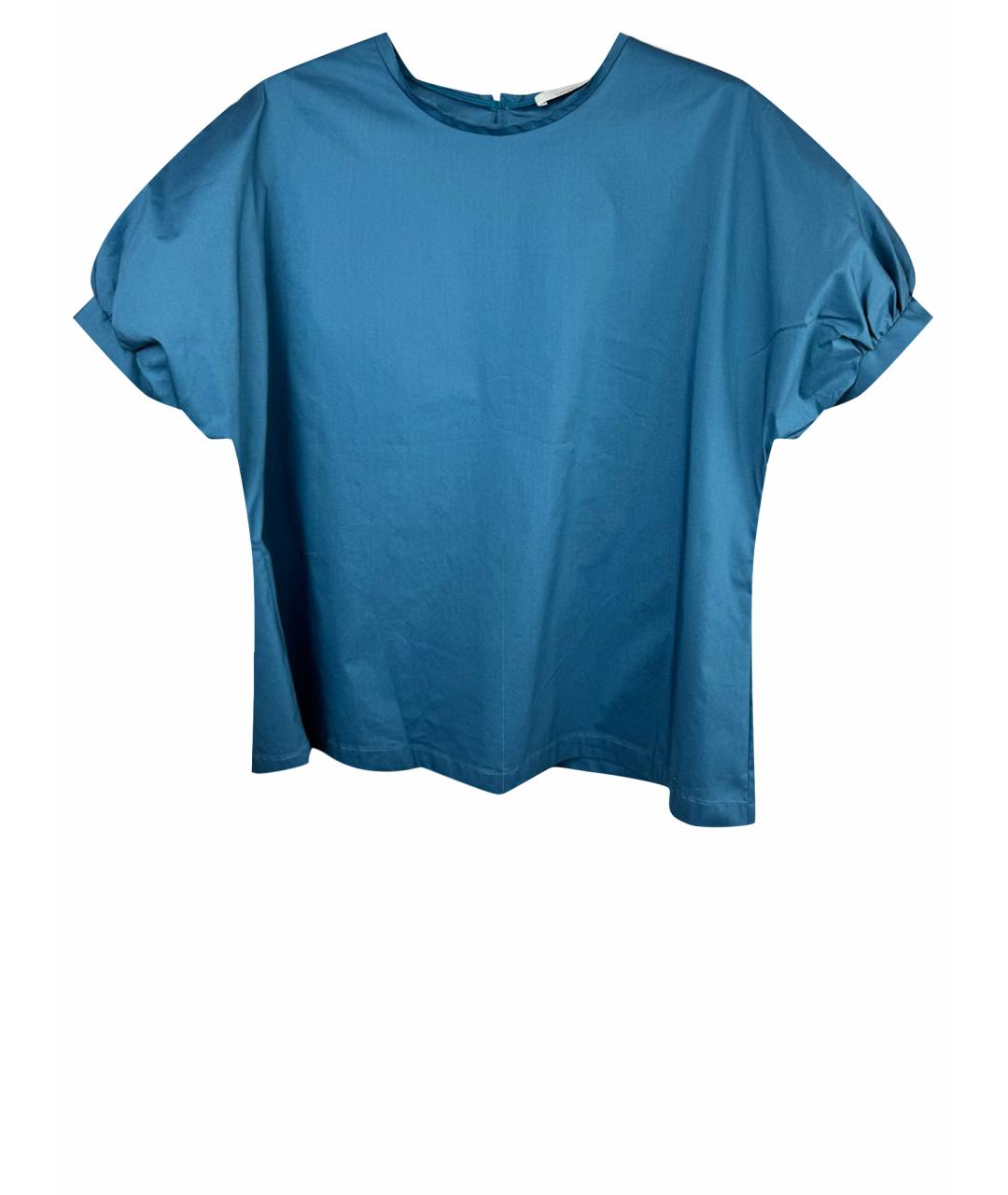 LIVIANA CONTI Синяя хлопко-эластановая блузы, фото 1