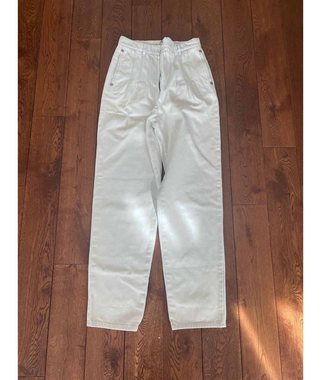CHANEL PRE-OWNED Белые хлопковые прямые джинсы, фото 7