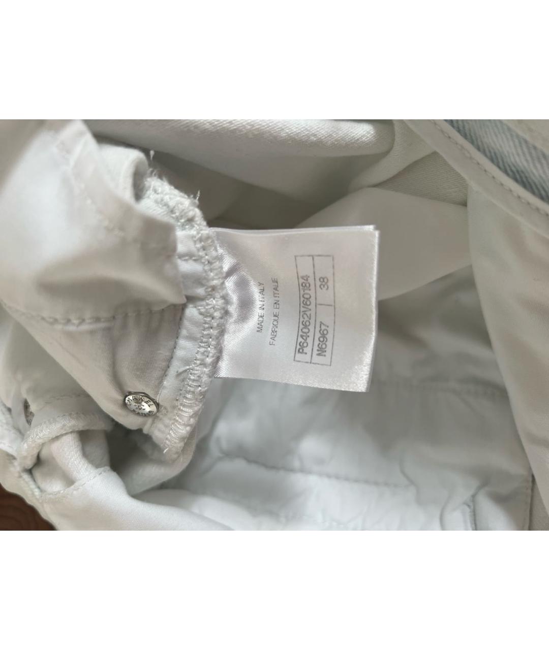 CHANEL PRE-OWNED Белые хлопковые прямые джинсы, фото 5