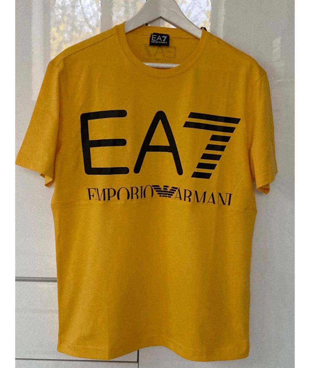 EMPORIO ARMANI Желтая хлопковая футболка, фото 7