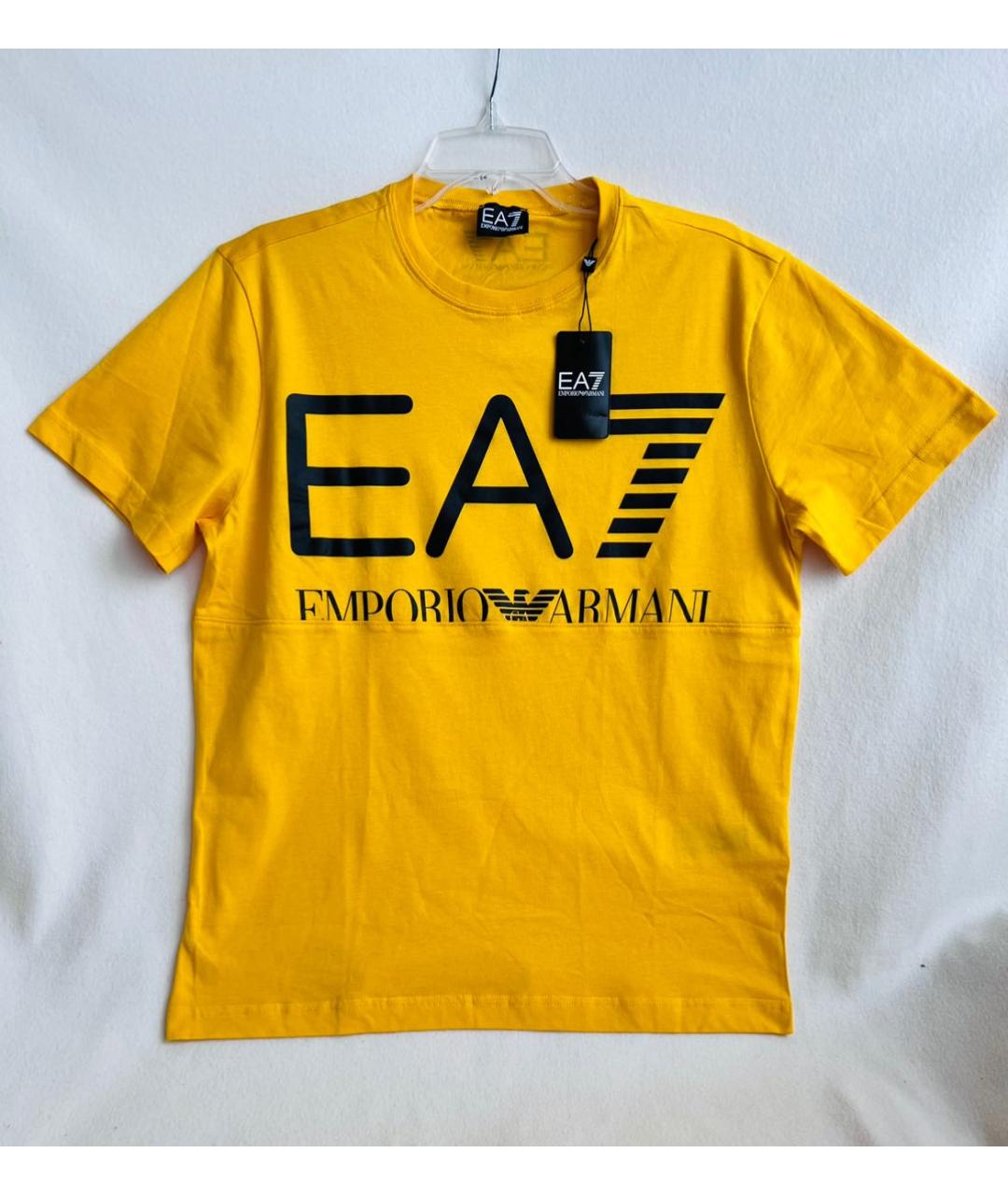 EMPORIO ARMANI Желтая хлопковая футболка, фото 6
