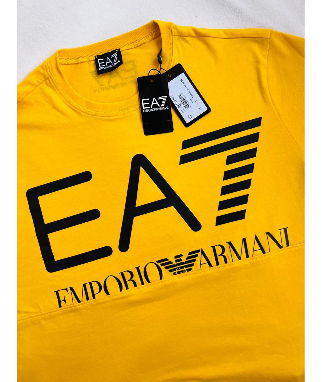 EMPORIO ARMANI Желтая хлопковая футболка, фото 3
