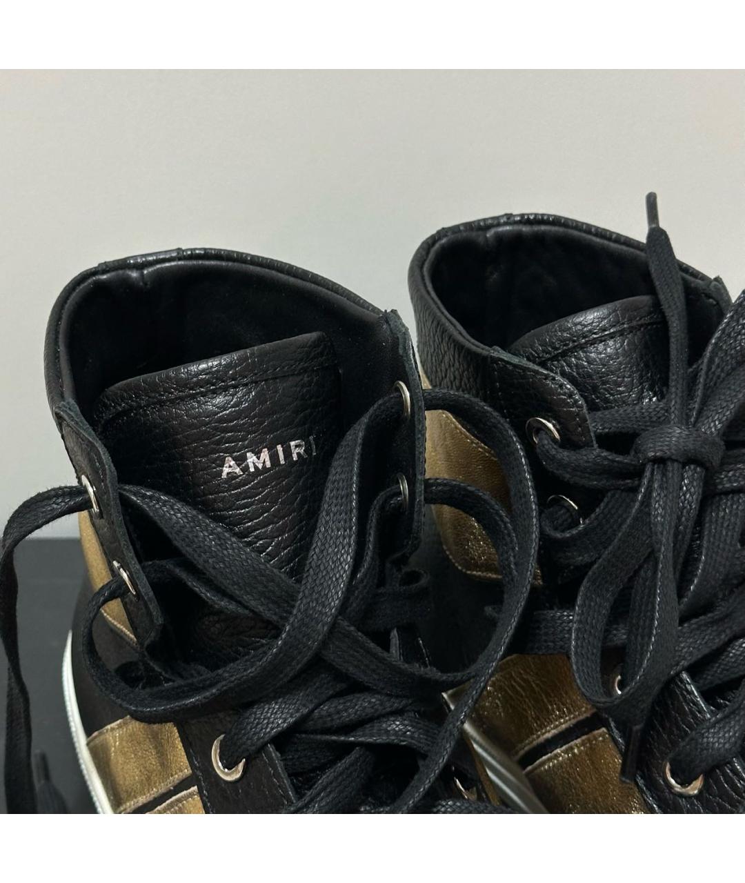 AMIRI Черные кожаные высокие кроссовки / кеды, фото 7