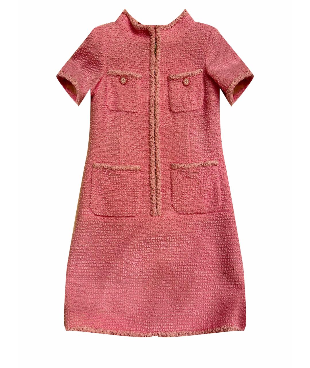 CHANEL PRE-OWNED Розовое твидовое коктейльное платье, фото 1