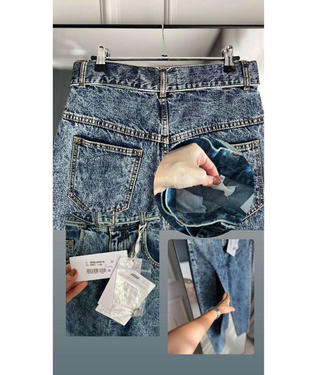 MAISON MARGIELA Синие хлопковые прямые джинсы, фото 5