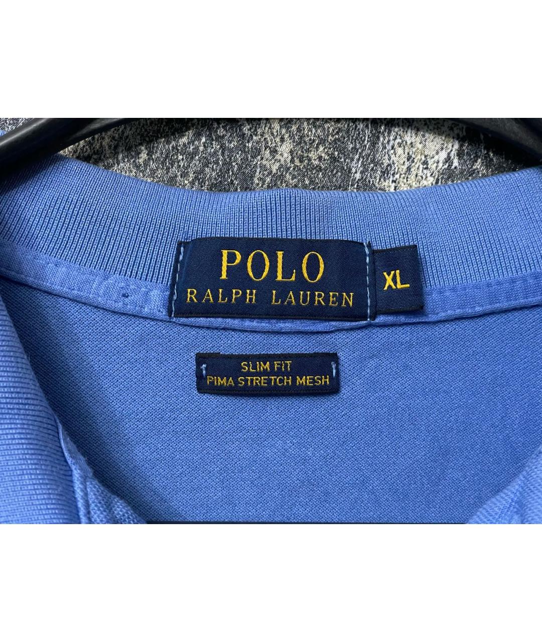 POLO RALPH LAUREN Голубое хлопковое поло с коротким рукавом, фото 3