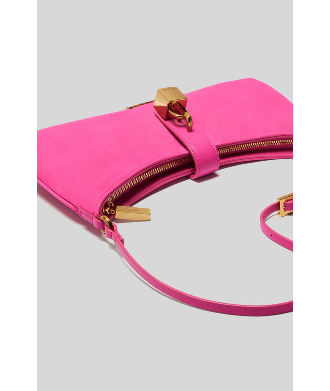 JACQUEMUS Розовая замшевая сумка с короткими ручками, фото 4