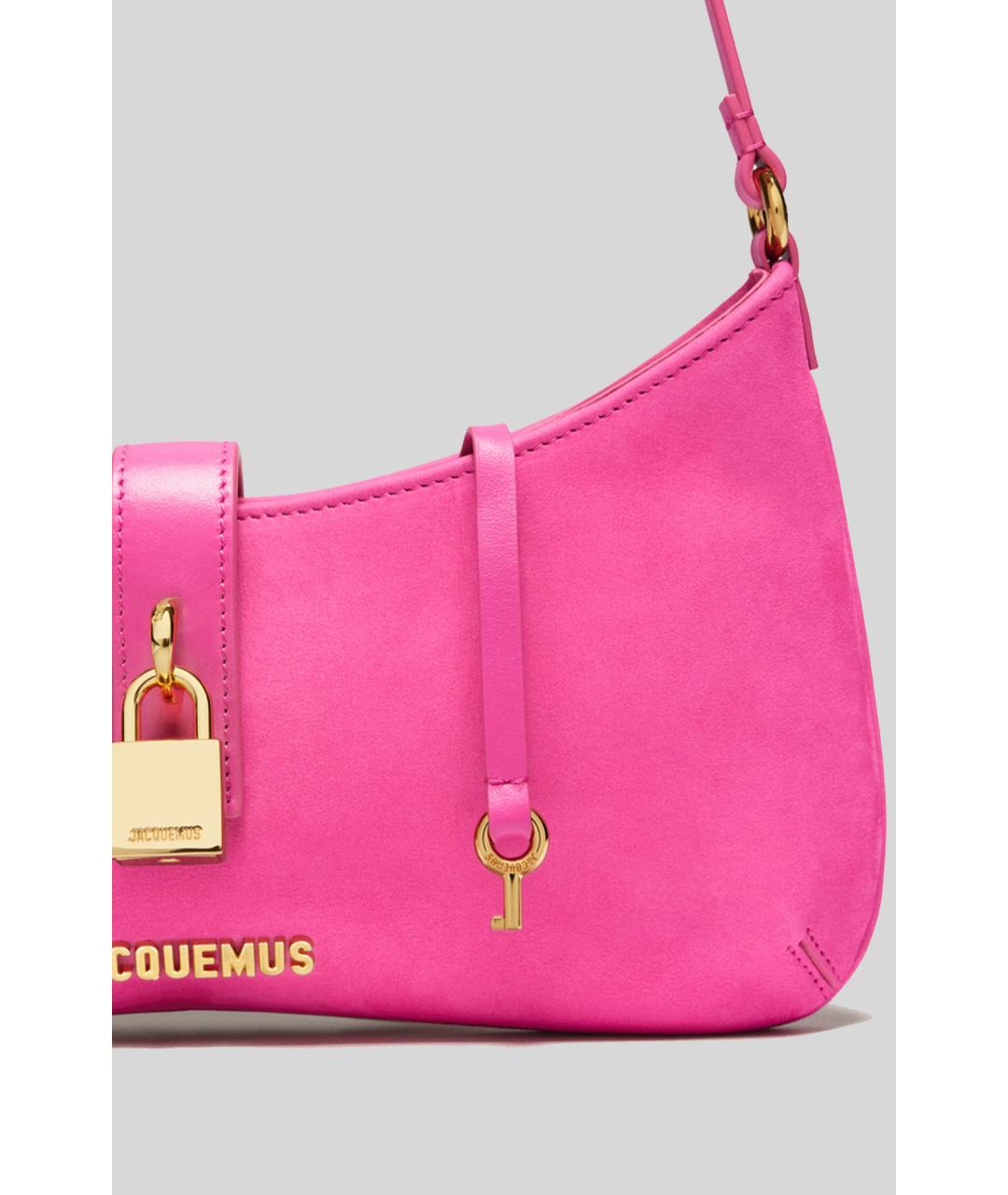 JACQUEMUS Розовая замшевая сумка с короткими ручками, фото 3