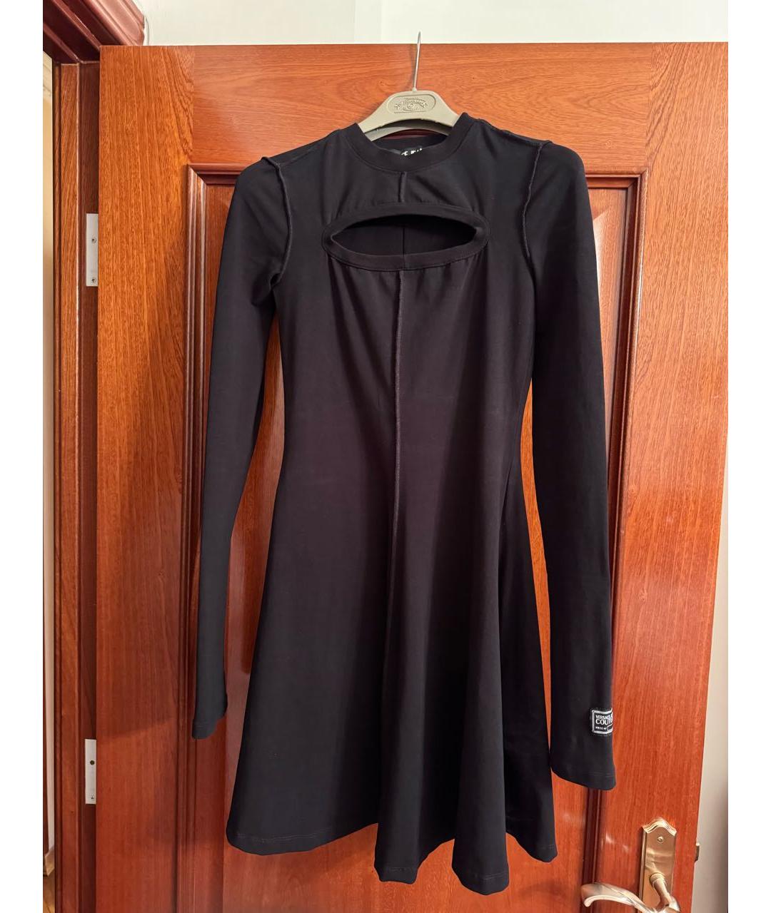 VERSACE JEANS COUTURE Черное хлопко-эластановое повседневное платье, фото 7