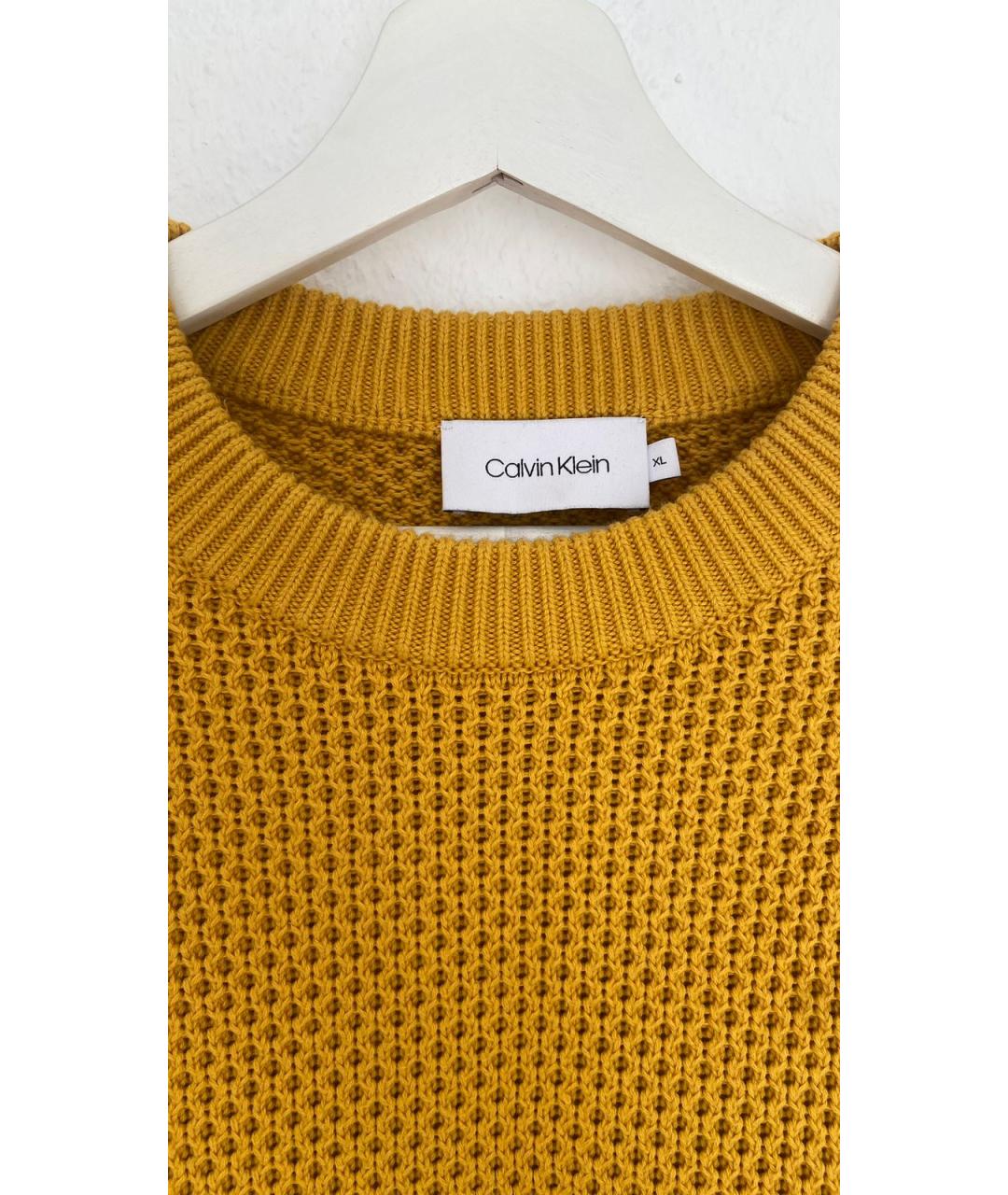 CALVIN KLEIN Желтый хлопковый джемпер / свитер, фото 3