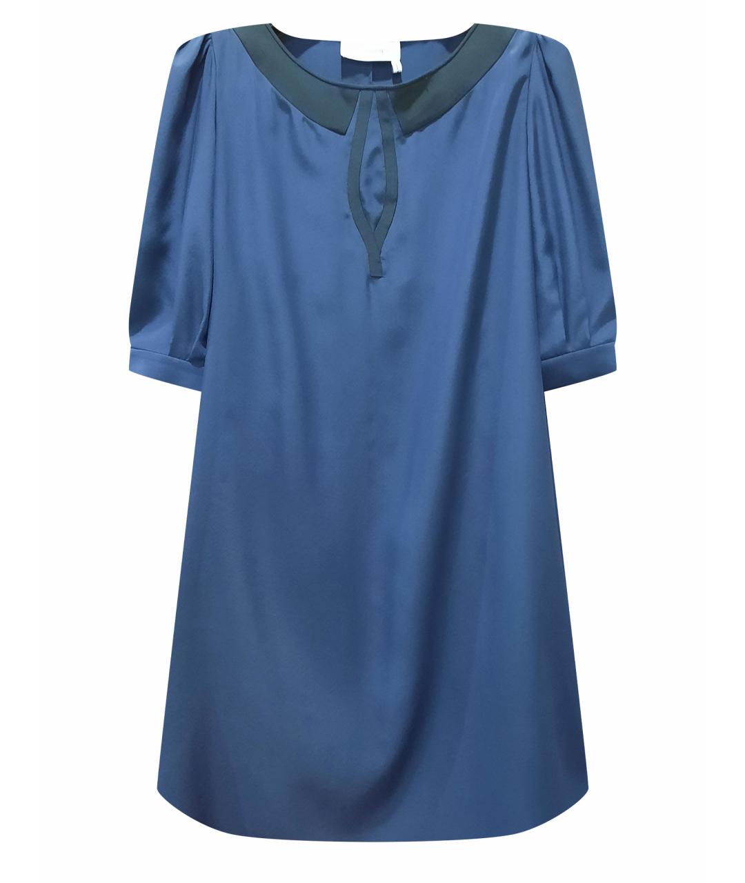 SAINT LAURENT Темно-синее шелковое коктейльное платье, фото 1