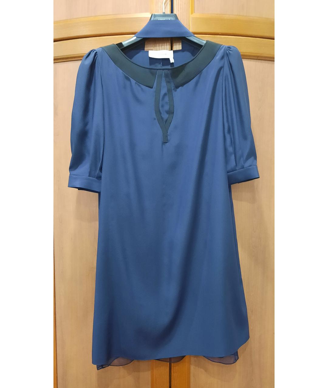 SAINT LAURENT Темно-синее шелковое коктейльное платье, фото 7