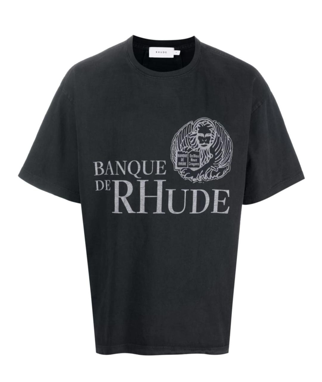 RHUDE Черная хлопковая футболка, фото 1
