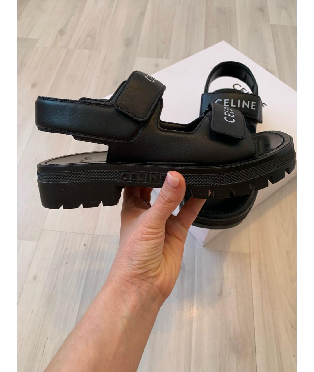 CELINE PRE-OWNED Черные кожаные сандалии, фото 5
