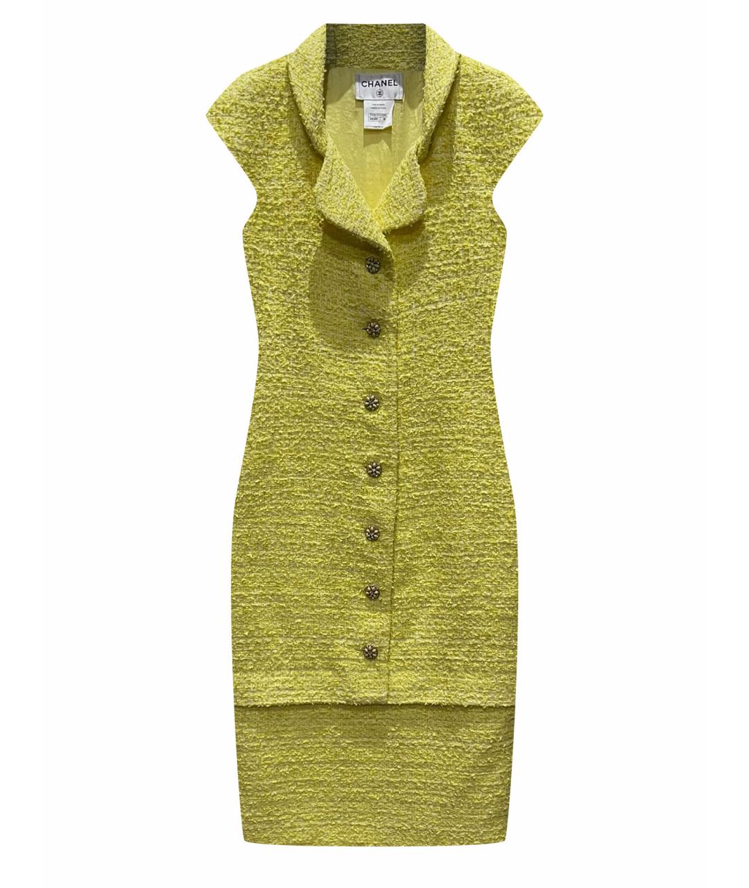 CHANEL PRE-OWNED Желтое хлопковое повседневное платье, фото 1