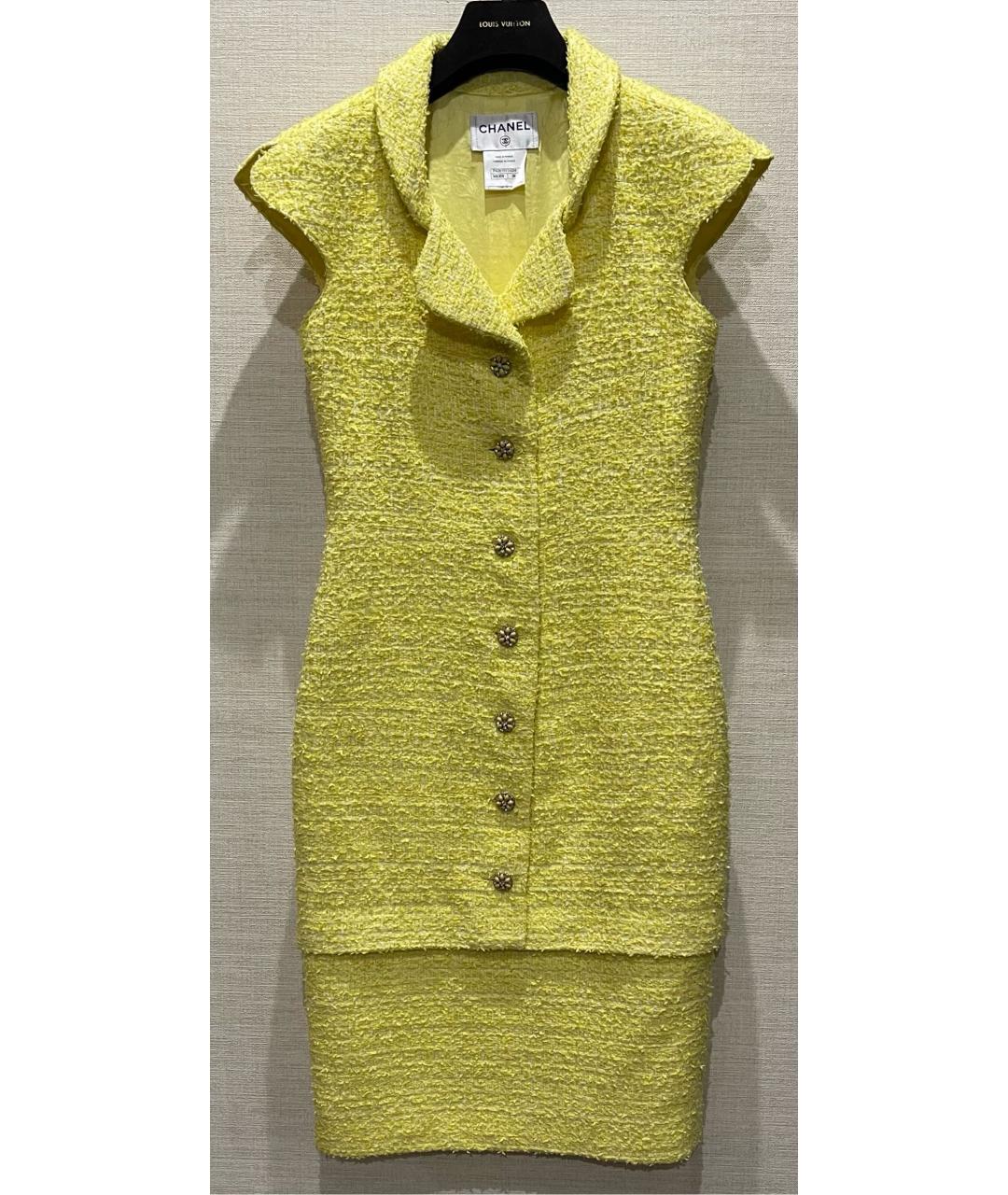 CHANEL PRE-OWNED Желтое хлопковое повседневное платье, фото 9