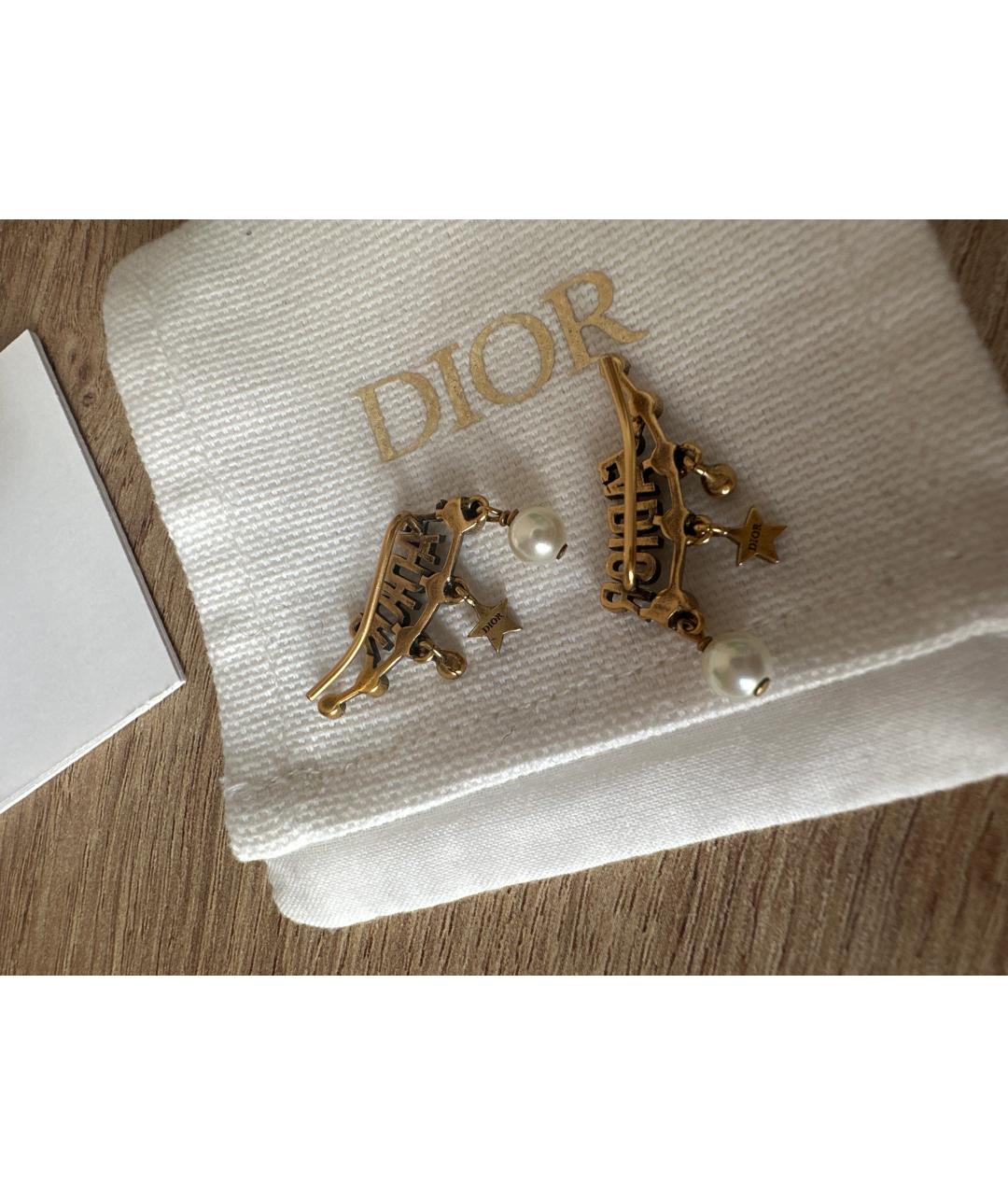 CHRISTIAN DIOR Горчичные металлические серьги, фото 3