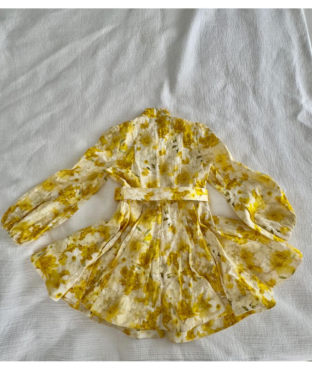 ZIMMERMANN Желтое льняное коктейльное платье, фото 2