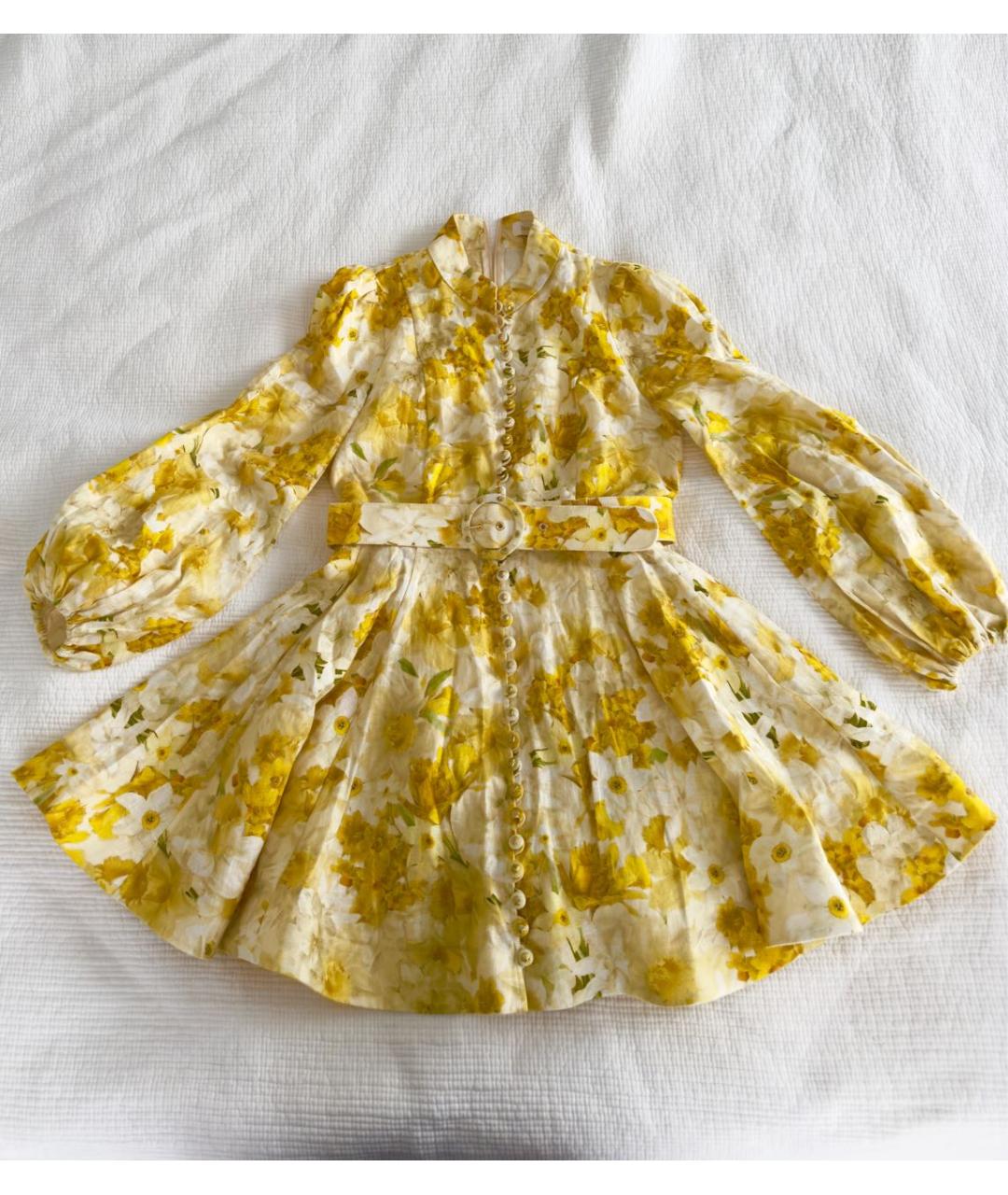 ZIMMERMANN Желтое льняное коктейльное платье, фото 9