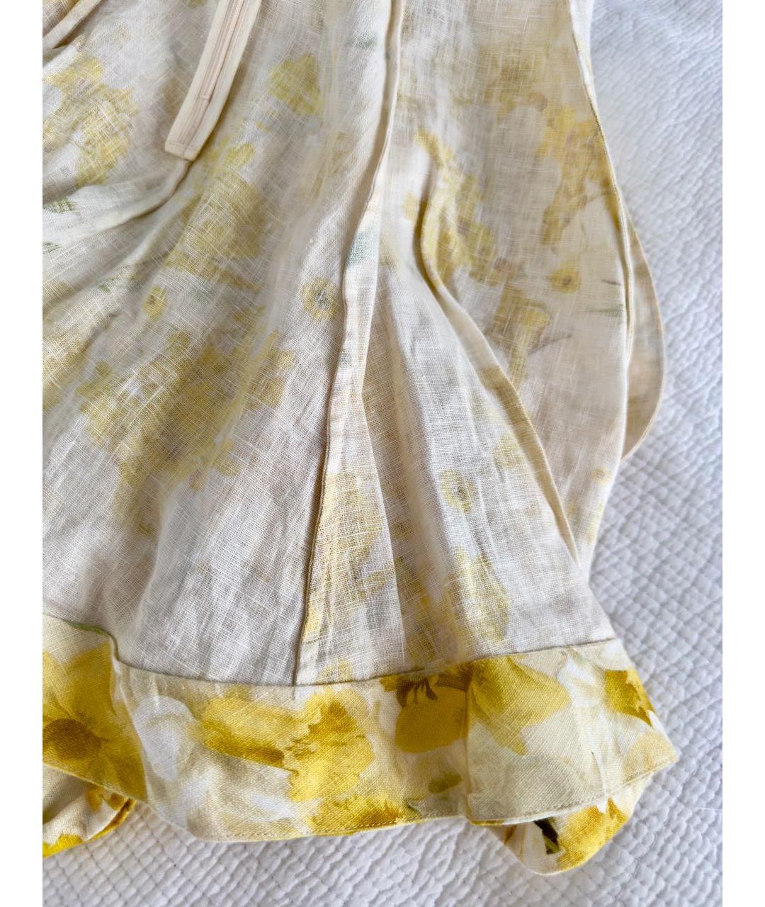 ZIMMERMANN Желтое льняное коктейльное платье, фото 8