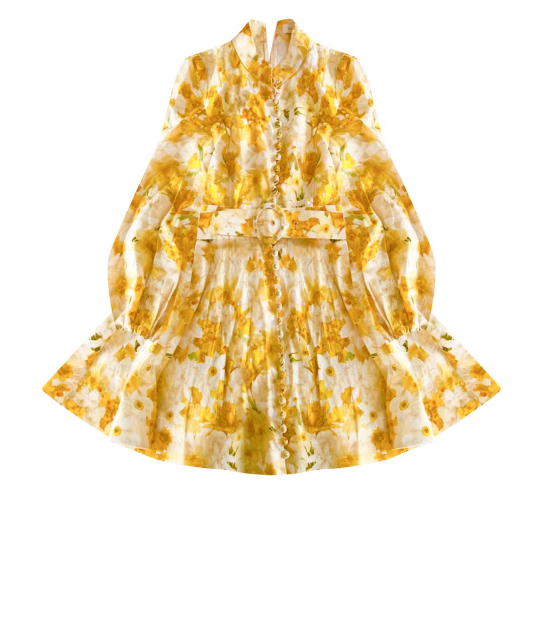 ZIMMERMANN Желтое льняное коктейльное платье, фото 1