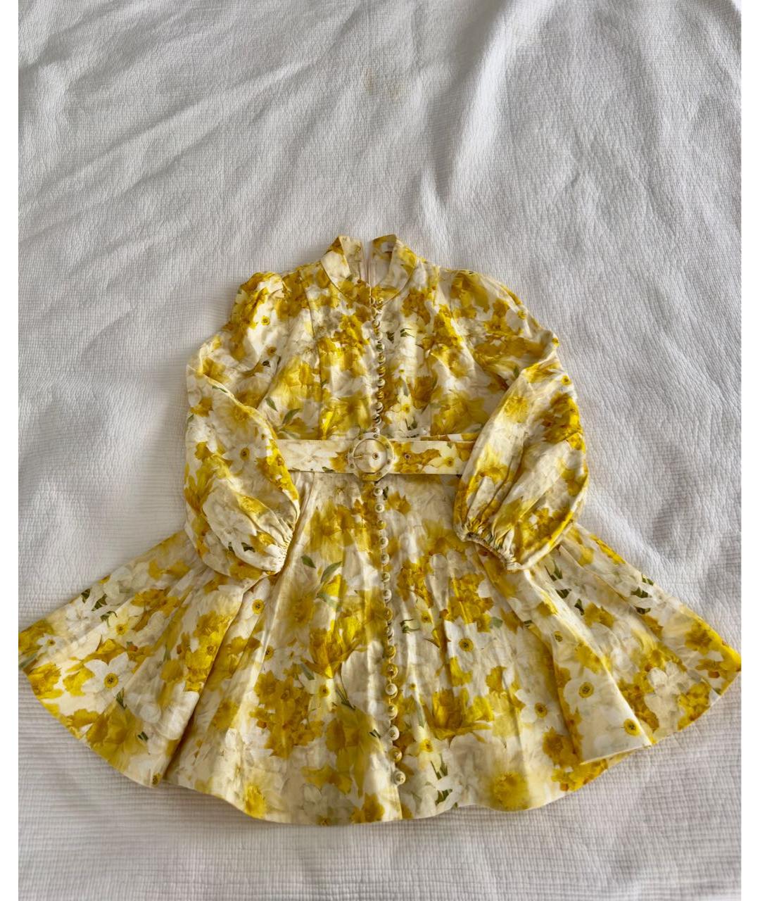 ZIMMERMANN Желтое льняное коктейльное платье, фото 6