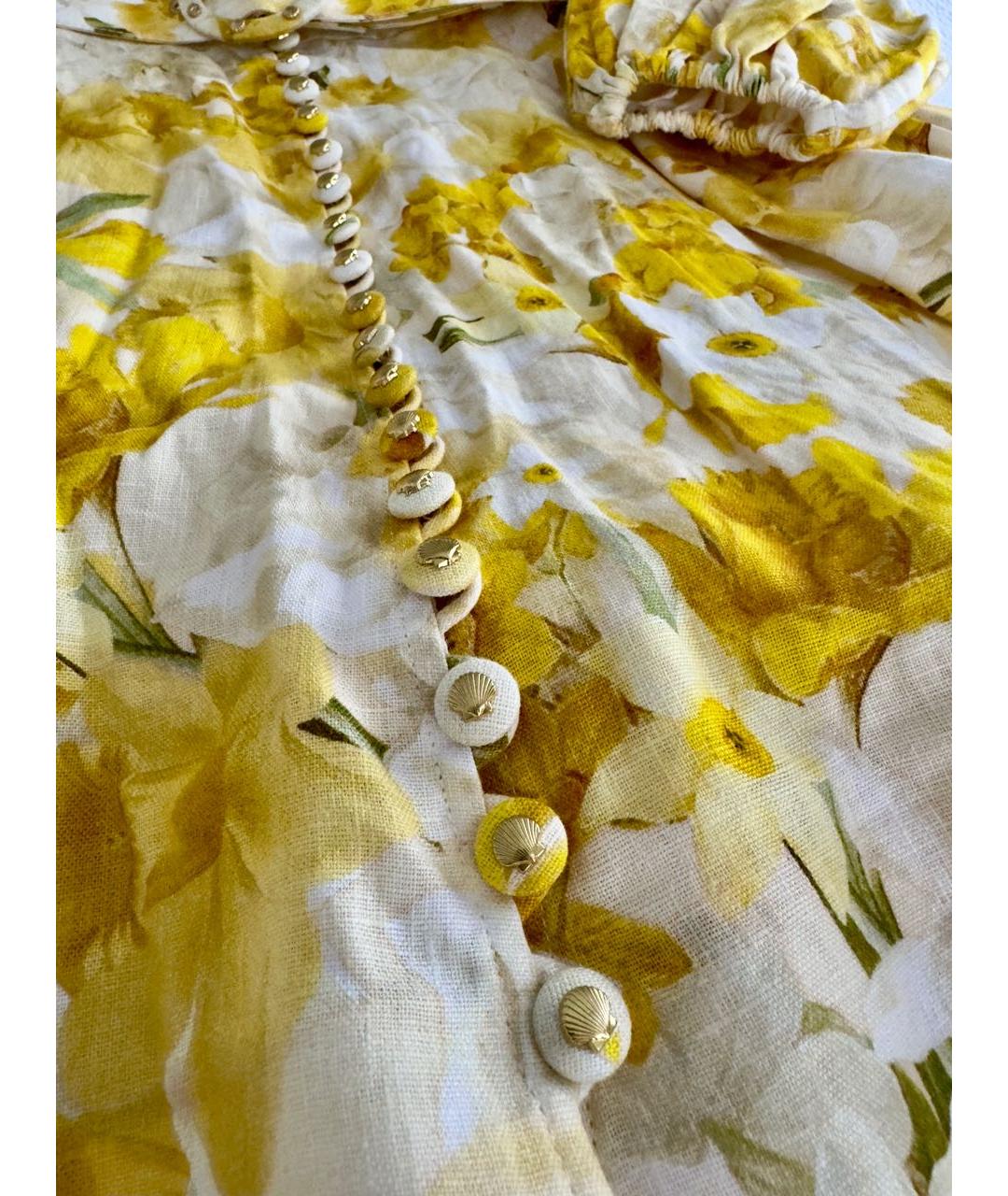 ZIMMERMANN Желтое льняное коктейльное платье, фото 4