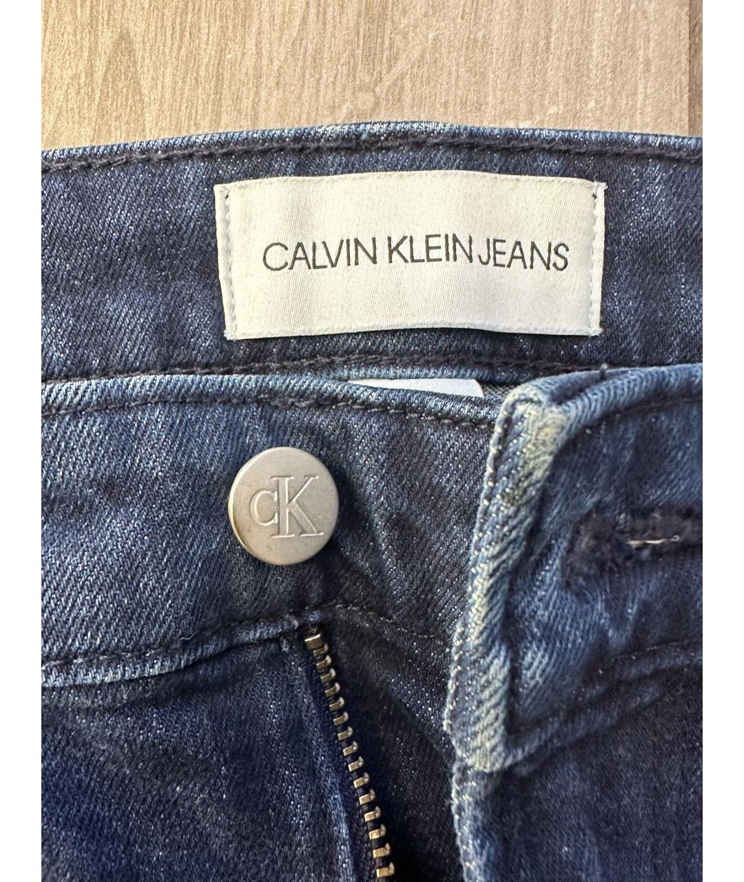CALVIN KLEIN Темно-синие хлопковые джинсы скинни, фото 3