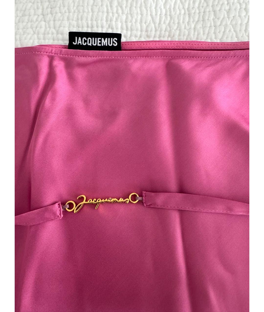 JACQUEMUS Розовая шелковая юбка миди, фото 4