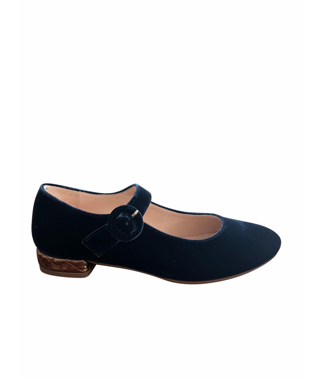 BEBERLIS Темно-синие бархатные туфли, фото 1