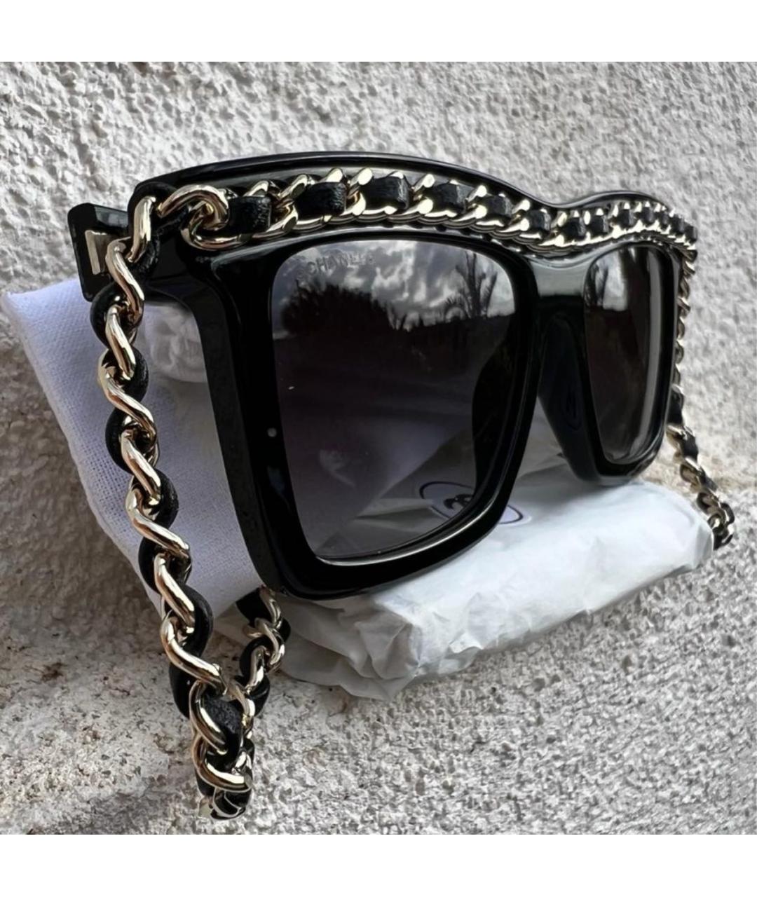 CHANEL Черные пластиковые солнцезащитные очки, фото 2