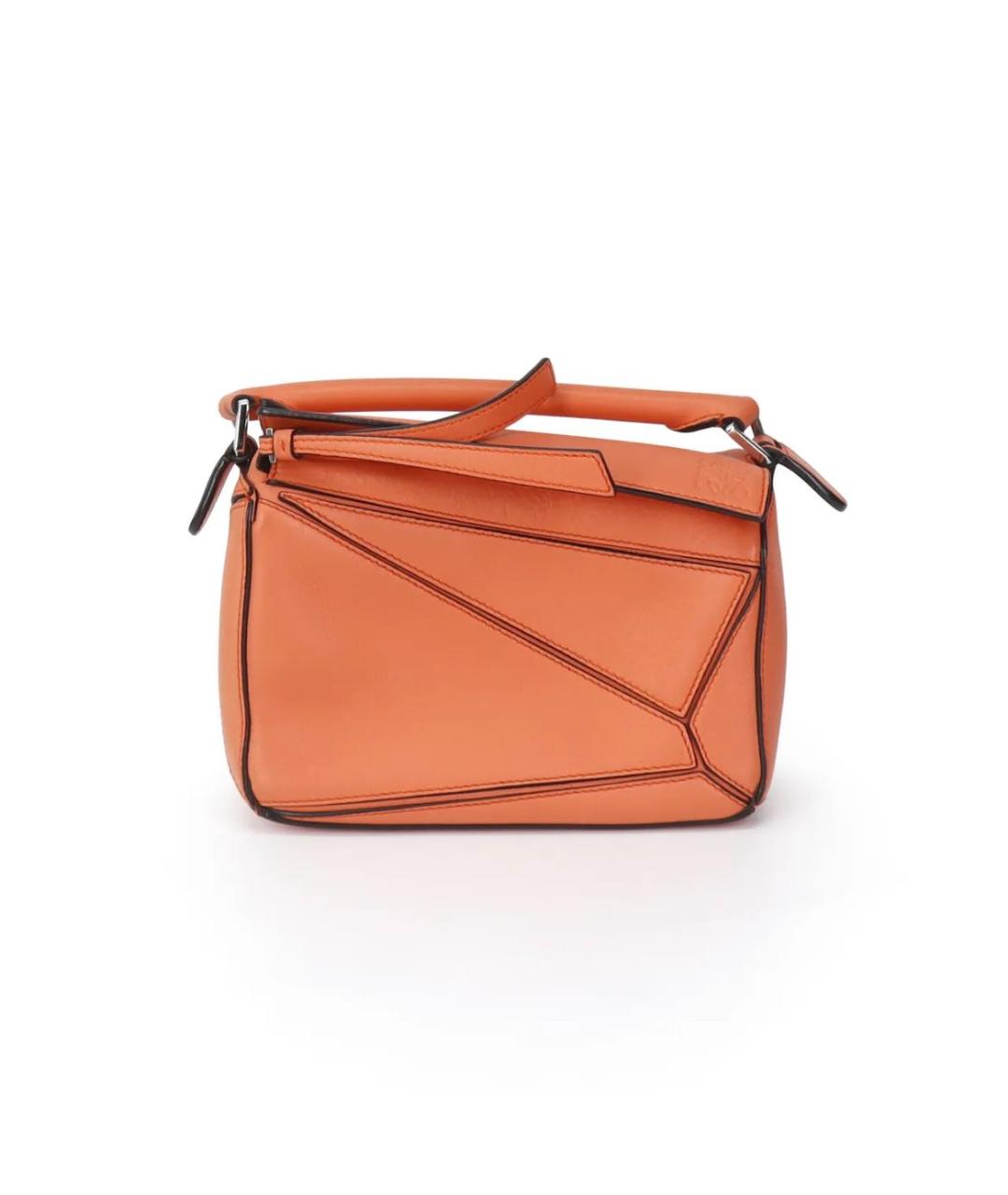 LOEWE Оранжевая кожаная сумка с короткими ручками, фото 9