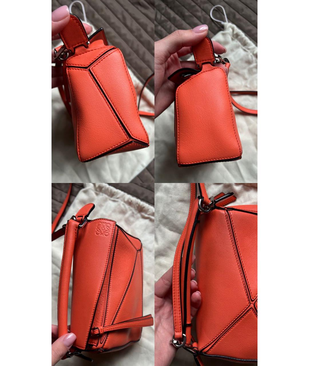 LOEWE Оранжевая кожаная сумка с короткими ручками, фото 7